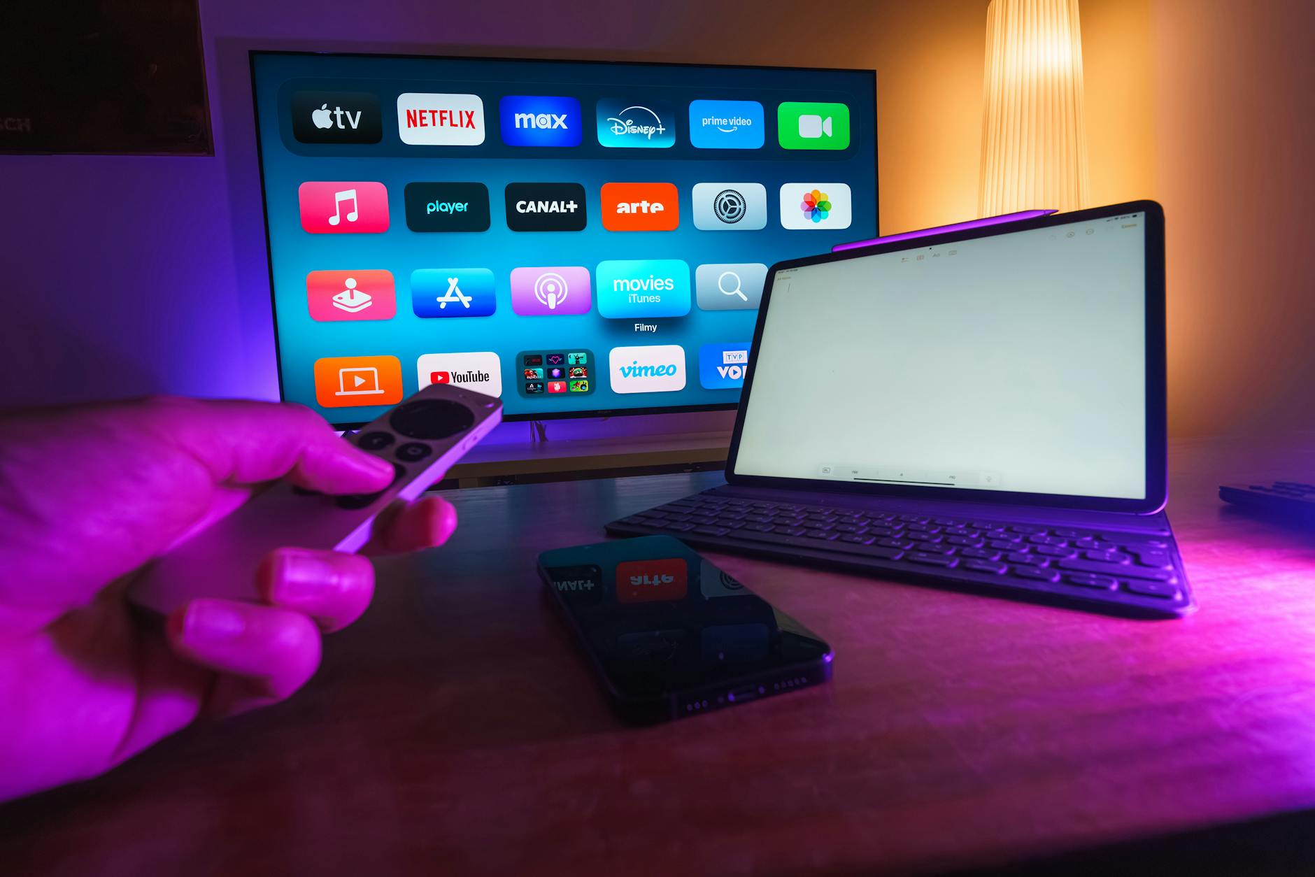 home entertainment setup with streaming services